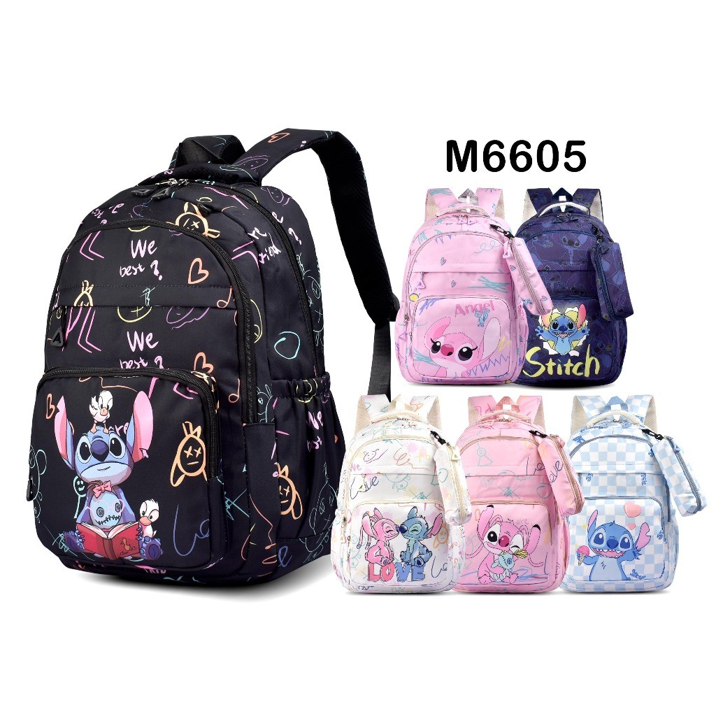 History Bags Surabaya-Tas Ransel Sekolah Stitch M6605 Tas Backpack Sekolah Anak SD Tas Ransel Cowok 