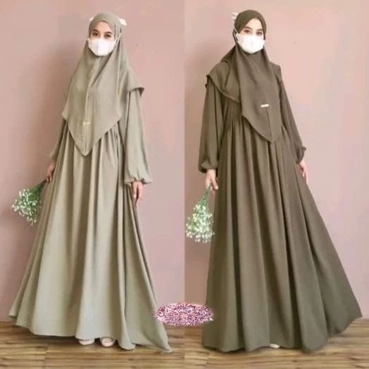 BJP - Gamis Set Baju Kondangan Wanita Gamis Jumbo  M L XL One Set Crinkle