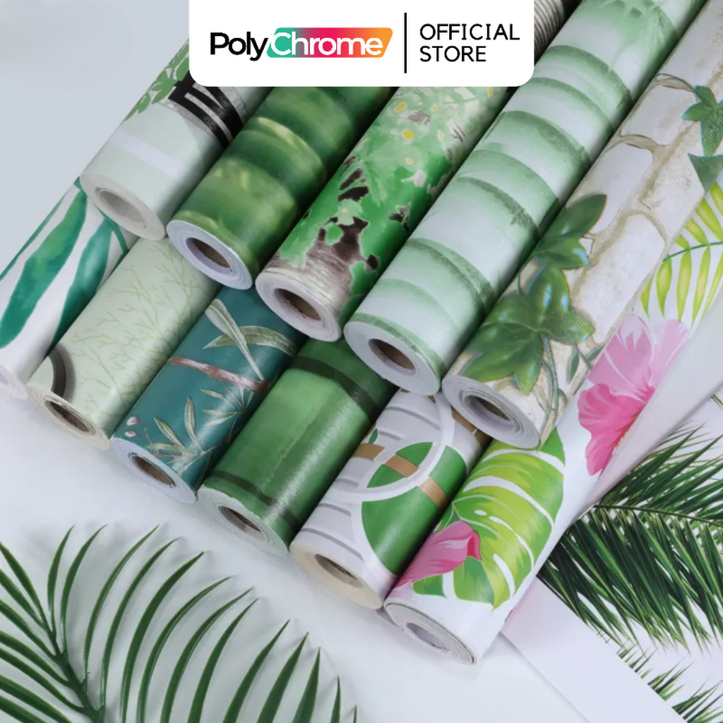 Wallpaper Sticker Bunga Kembang Blossom Abu Biru Hijau Pohon Bambu Pink Batik Berkualitas Stiker Wal