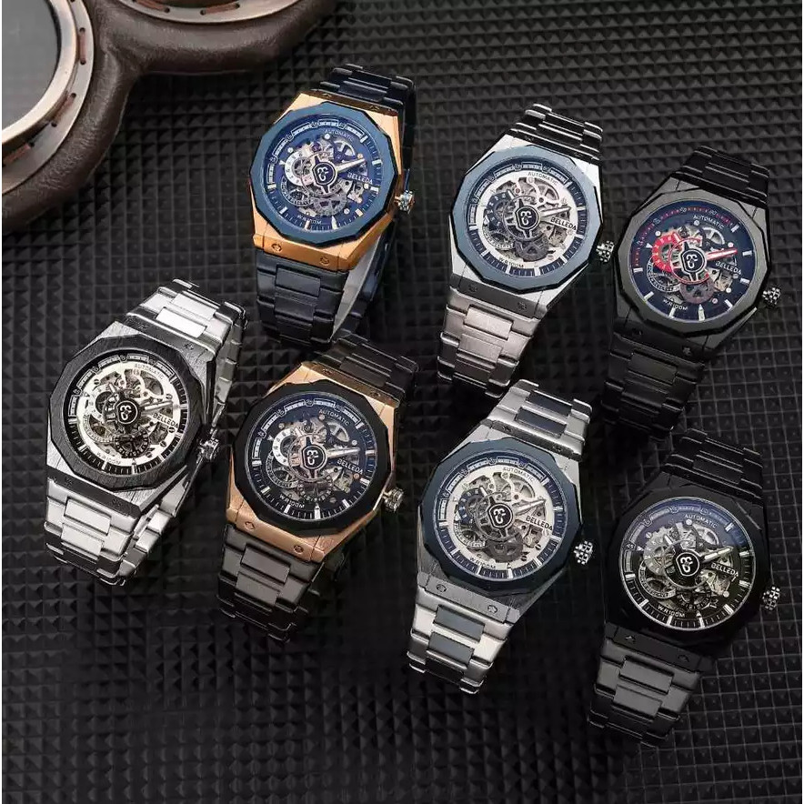 Jam Tangan Pria Belleda 9568 Automatic Sakelton Anti Air 100 Meter Limited Edition Luxury Watches