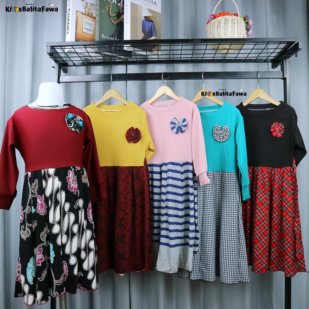 Gamis Nesya 5-6 Tahun / Long Dress Panjang Cewek Baju Ngaji Muslim Anak Perempuan Grosir Import Cuby