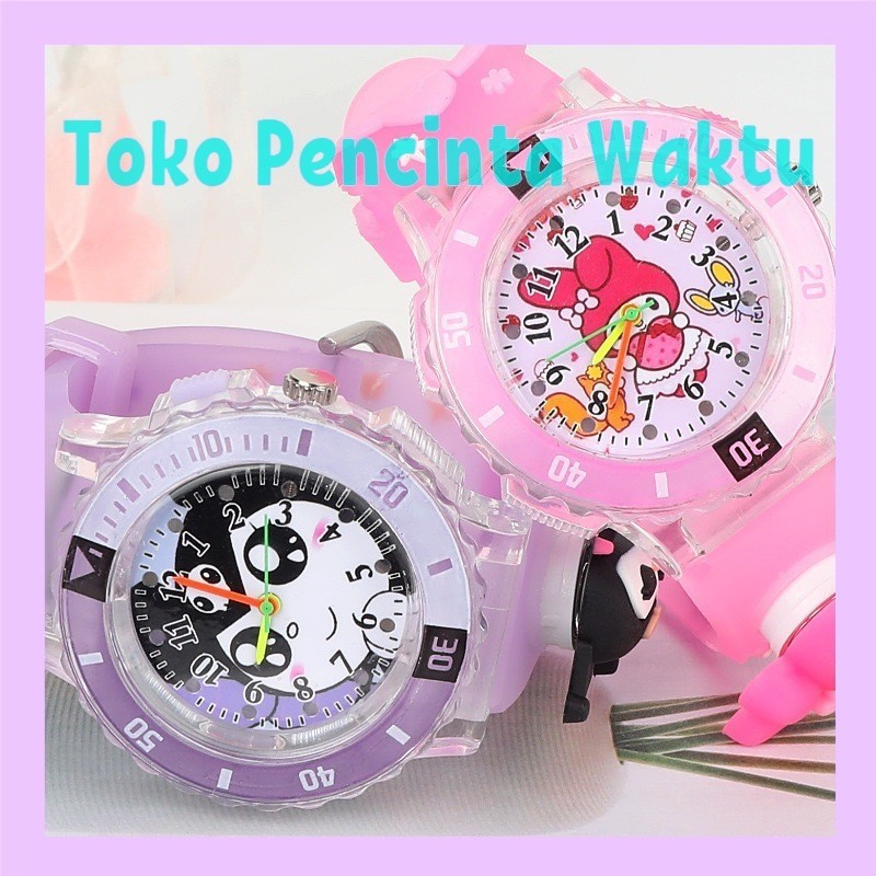 【Diskon】Jam Tangan Anak-anak Imut, Desain Lampu dengan Motif Kartun, Sabuk Silikon + Tembakau Goyang