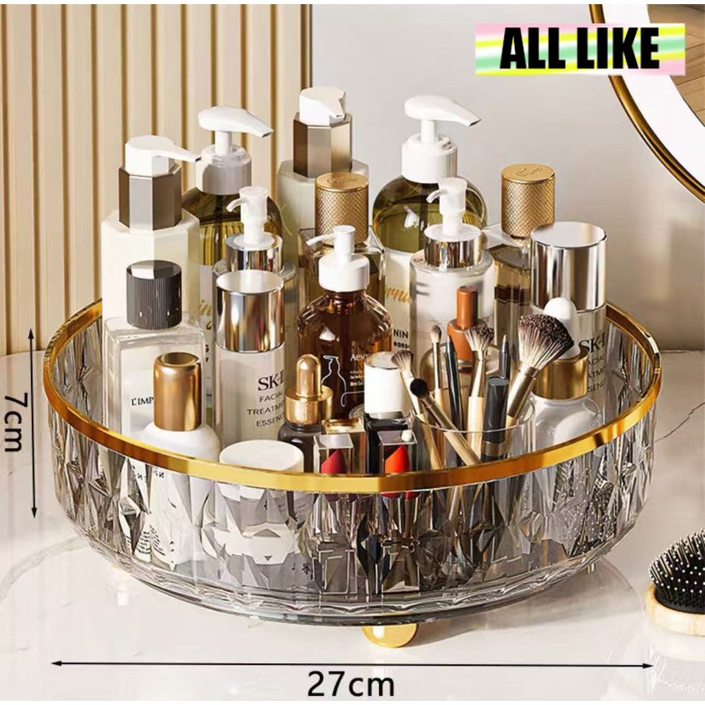 All Like Tempat Kosmetik Aesthetic Makeup Skincare Parfum Rak Putar Nampan Wadah Serbaguna Meja Rias