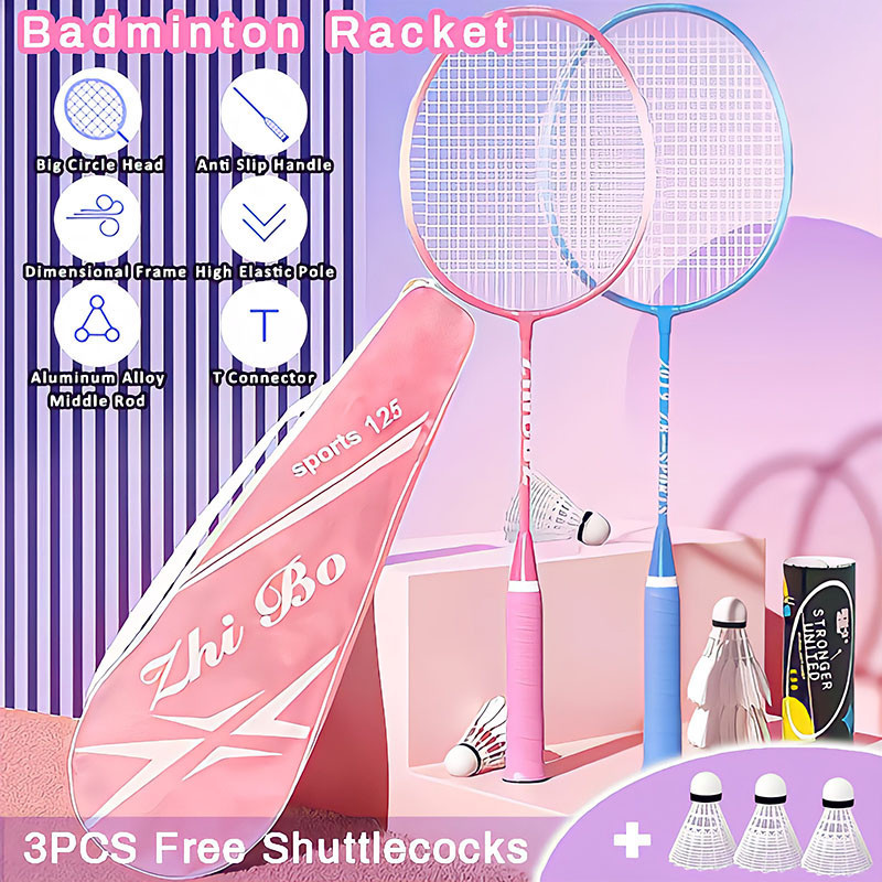 【Free Tas】Raket Badminton Paket Komplit/ Raket Bulu Tangkis Isi 2 Free Bag/Raket Bulutangkis/Shuttle