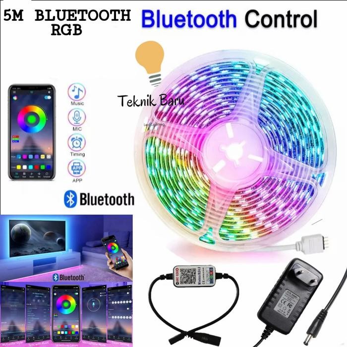 [DORFIC] Paket lengkap led strip RGB Smd 5050 Ip44 controller bluetooth mini - 5050 Bluetooth, Non W