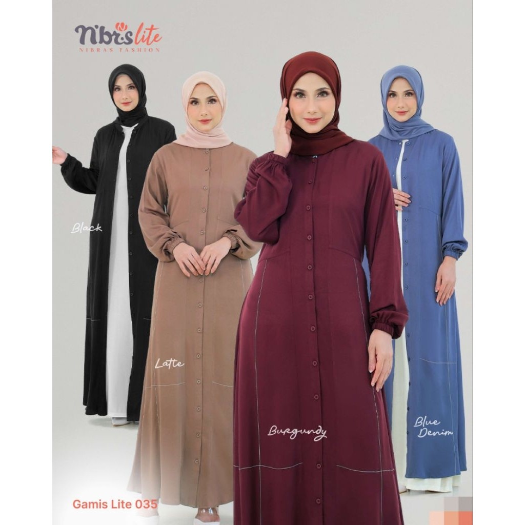 Nibras Gamis Polos Rayon Premium Lite 035 | Gamis Hitam polos Premium | Gamis Blue | Gamis Burgundy 