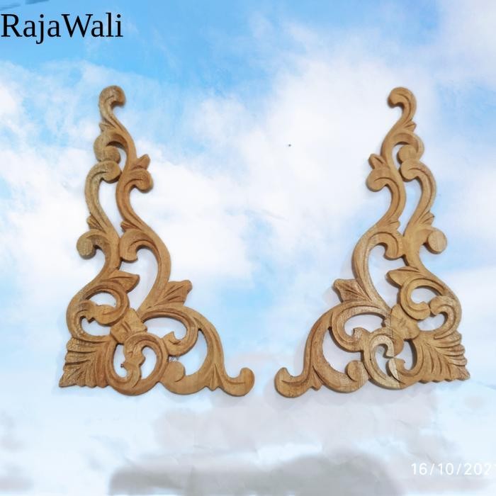 Ornamen Ukir Sudut Ukiran Kayu Sudut Ornamen Ukir Tempel Kayu Mahoni RJ14