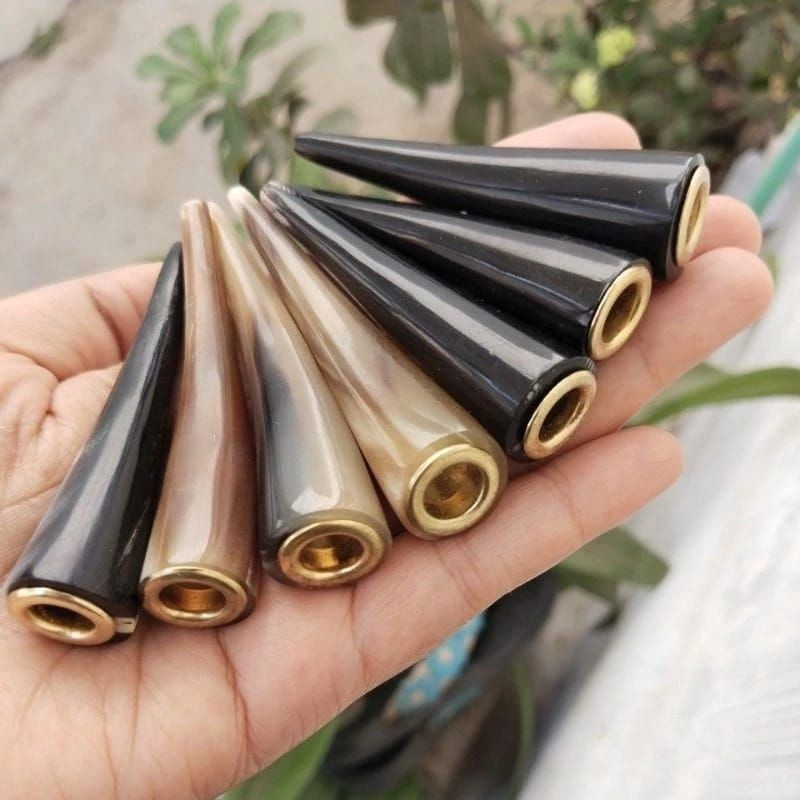 Once sedotan pipa roko tanduk sapi kebo kerbau model bule hitam asli minimalis 8cm 14cm lubang multi