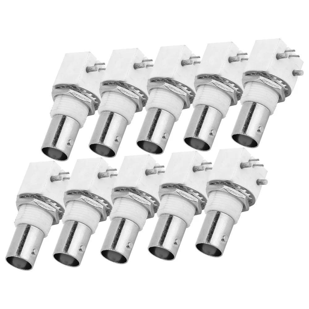 10 Pcs PCB Mount BNC Connector 90 Degree Solder BNC Female Precision White Plastic Coaxial Connector