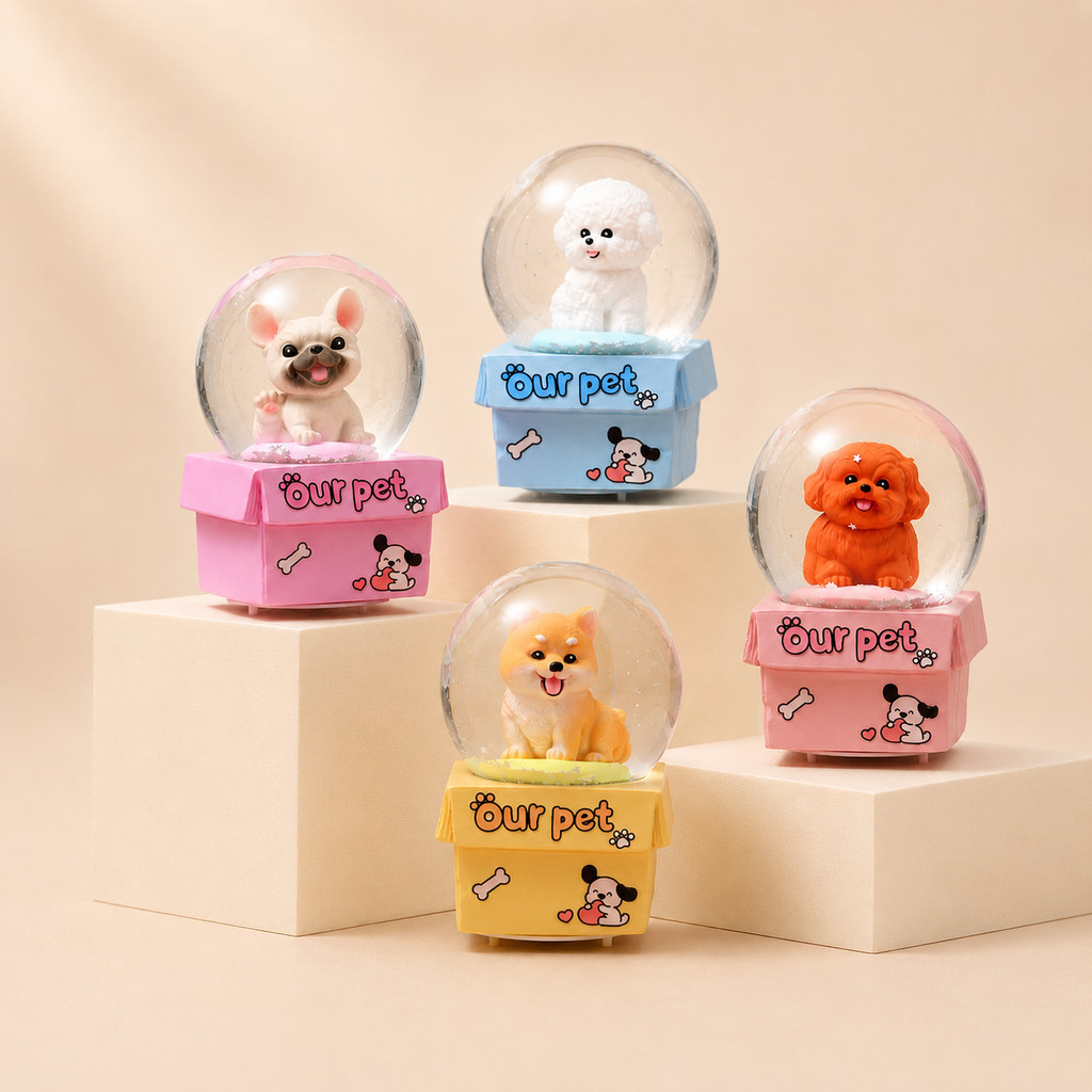 Snow Ball Lampu LED - Lampu Tidur Kristal - Puppy