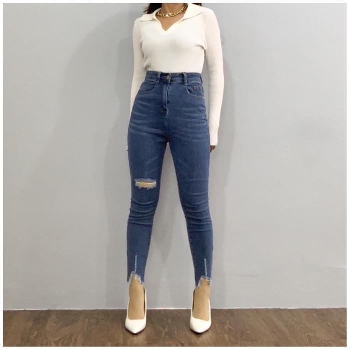 [LUXE.DLABEL] - E17 Jeans | Celana panjang Highwaist wanita Jeans wanita polos ripped jeans High wai