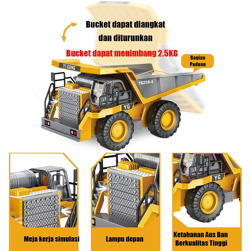 Nodia Toys 2.4G Mobil Remote Control Besar Excavator / Model Paduan Simulasi Kendaraan Mobil Besar E