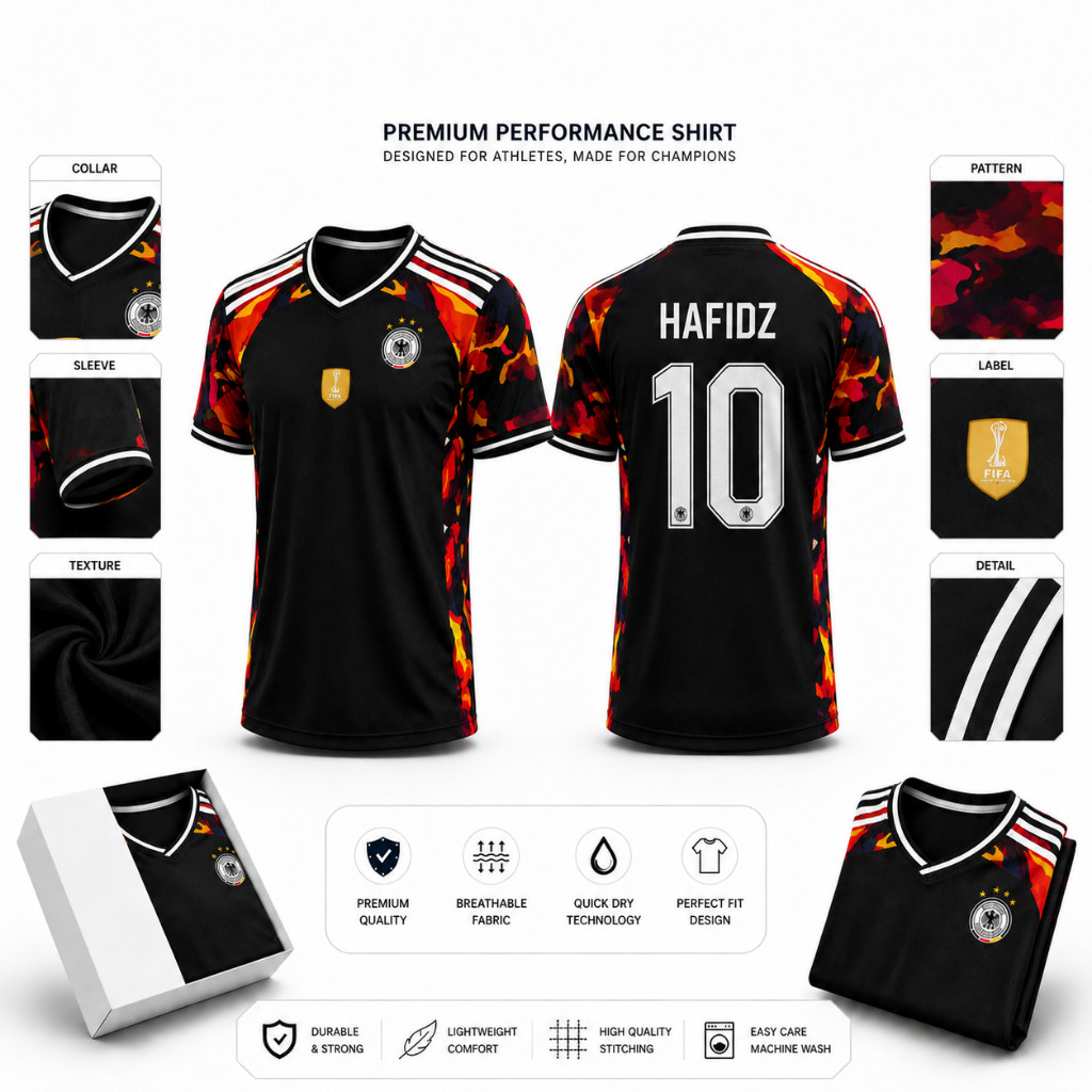 Jersey Bola Timnas Jerman Retro 2017-2026 - Custom Nama & Nomor Punggung - Bahan Dryfit Premium