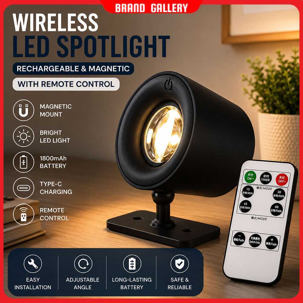 Lampu Baca Magnetik Wireless Led Spotlight Rechargeable 1800mAh - JG001