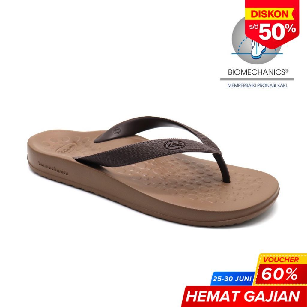 Scholl Biom Spectrum Choco Coffee Sandal Wanita Size 36-40 Women Sandals Karet