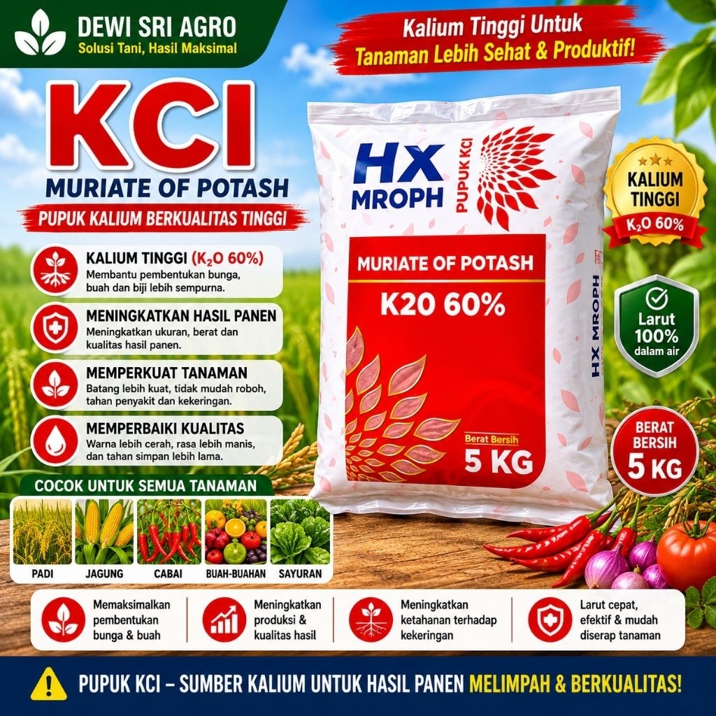 Pupuk KCl DGW kemasan 5 kg