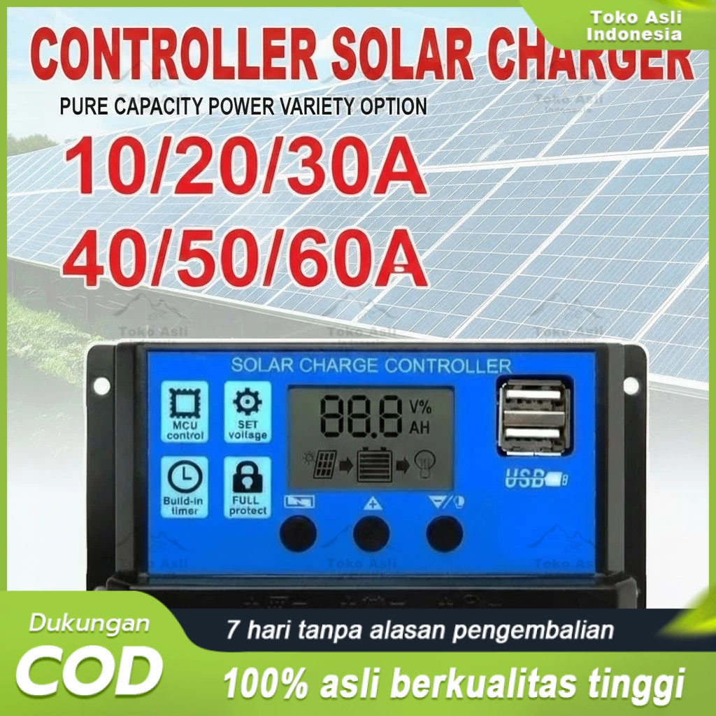 (COD)Solar Charge Controller LCD LED Display Solar PWM 12V/24V 50A 60A USB Panel Surya Charge Cell P