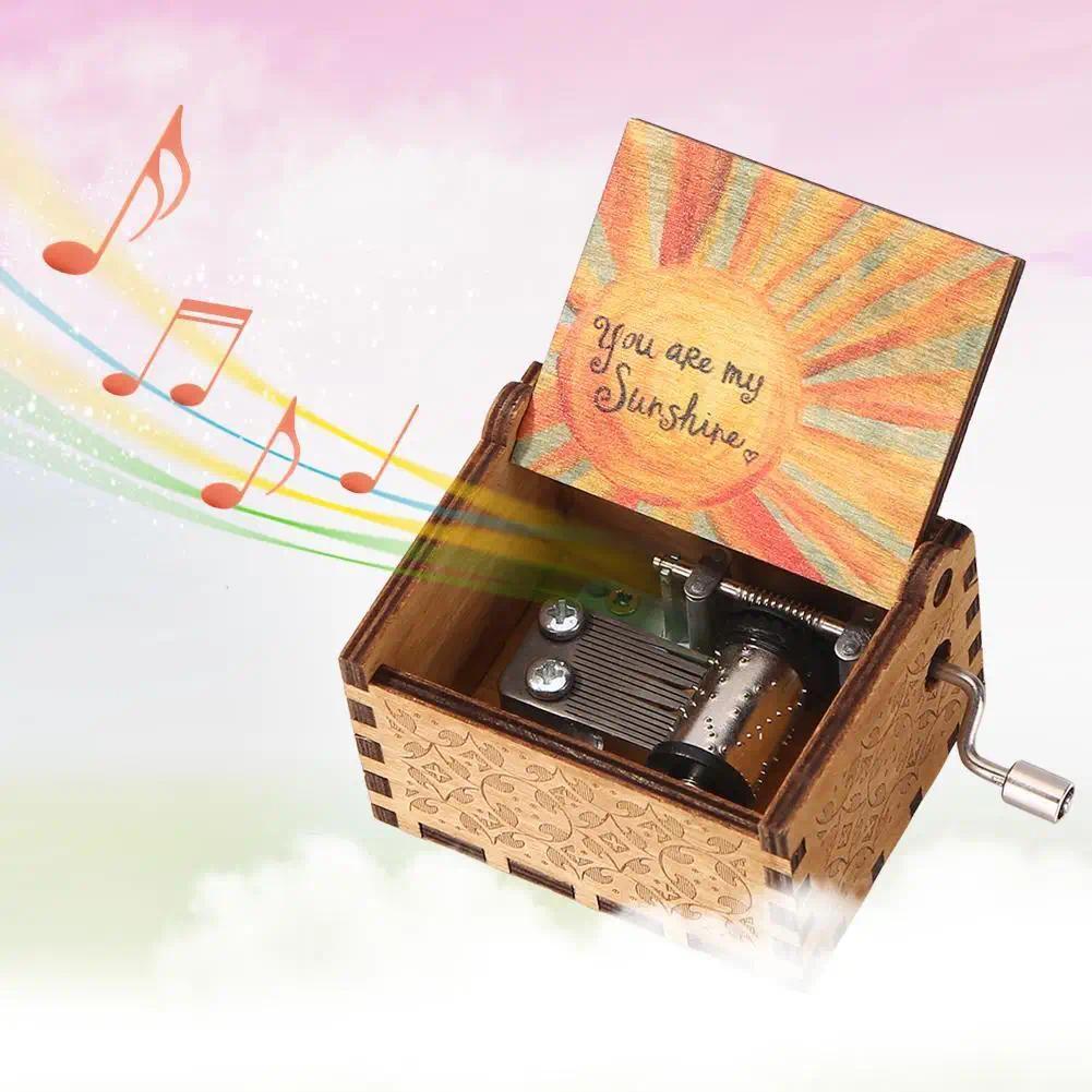 Vintage Wooden Music Box Engraved Vintage Hand Crank Music Box Hand Crank Love Gift To Wife Unique G
