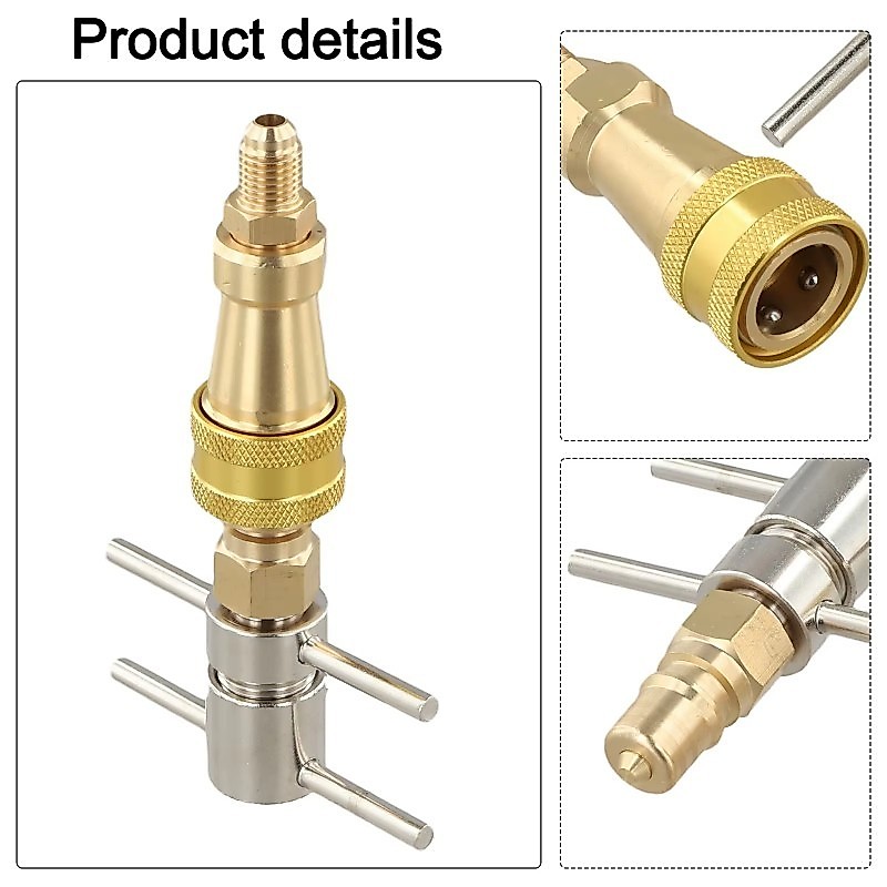 Flushing Tools Serbaguna Tanpa Las Konektor Cepat Selang Kulkas 1/4 Inch Fnpt Paking Kuningan