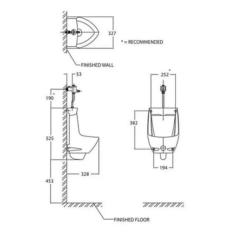 URINAL AMERICAN STANDARD BUNDLING MYBROOK URINAL + MANUAL FV WHITE