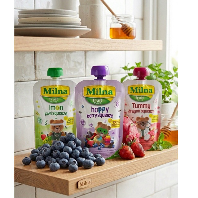 MILNA FRUIT PUREE SQUEEZE 80GR / PURE BUAH ASLI UNTUK BAYI / MILNA PURE BUAH