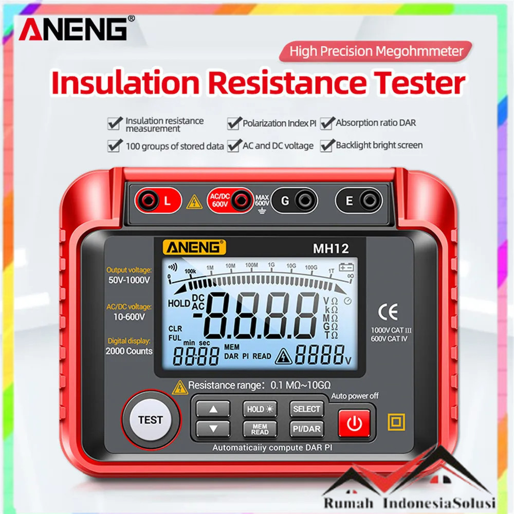 

- ANENG Digital Megohmmeter Voltage Tester Multifunction Megger Tool - MH12 -