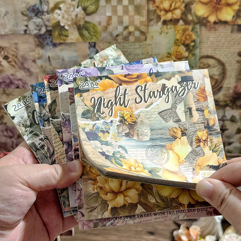 

30Pcs/Pack Vintage Flower Series Scrapbooking Paper Material Perfect for Collage Journaling y Craft Supplies