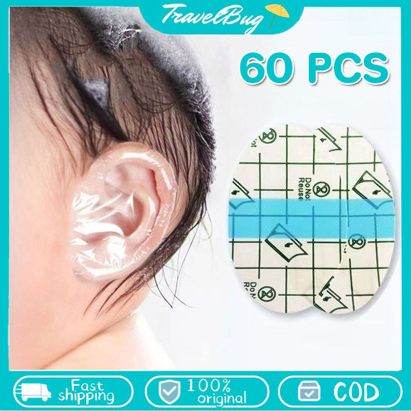 60pcs Sticker Penutup Telinga Waterproof Stiker Telinga Mandi Renang Penutup Telinga