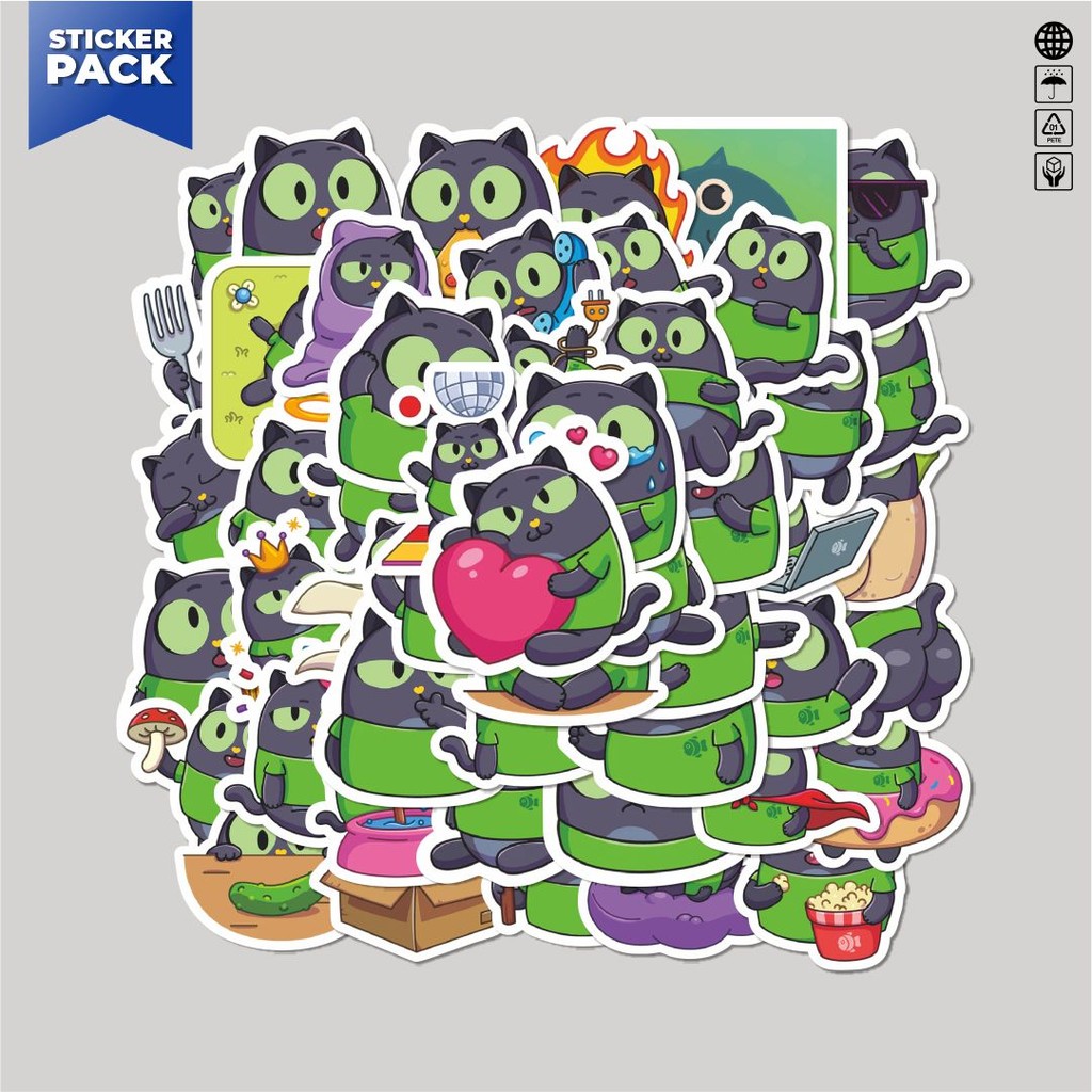 

[100PCS]Stiker Pack Stiker Kartun Funny Black Kitten Aesthetic Vinyl Anti Air Dekorasi Sticker Laptop Buku Journal Koper Helm Casing HP Gitar Helm Skateboard