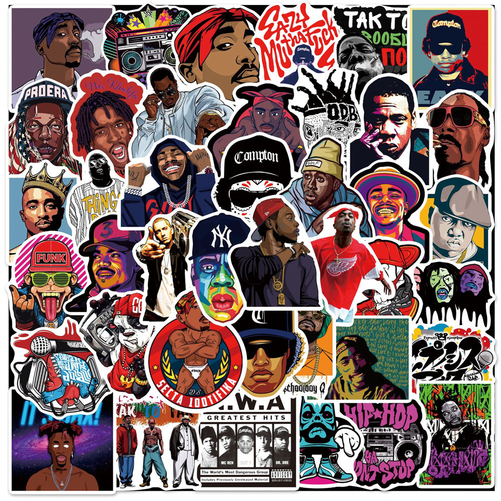 

50PCS East West Coast Rap Graffiti Sticker Suitcase Guitar Car Computer Waterproof Refrigerator Water Cup Helmet Stickers