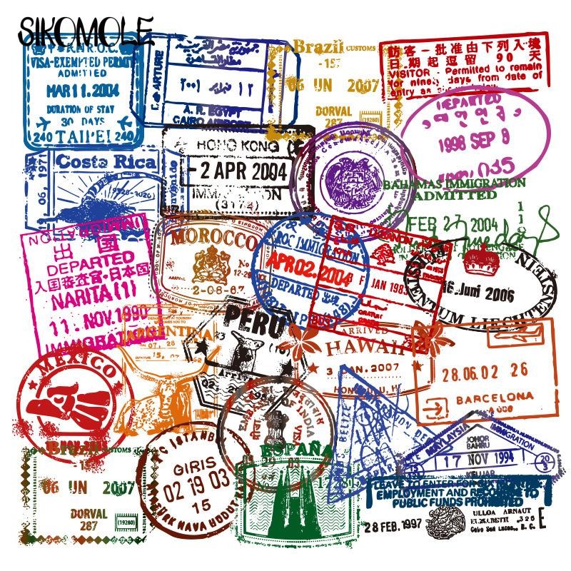 

10/30/50PCS Transparent Retro Postmark Graffiti Sticker For DIY Toy Notebook PC Skateboard Bicycle Car Motorcycle Decal Sticker