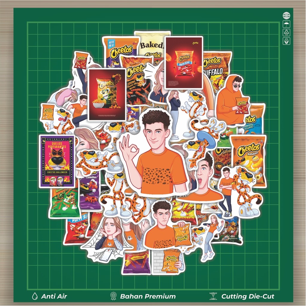 

Stiker Cutting Pack Stiker Snack Cheetos Isi 100Pcs Series Aesthetic Lucu Keren Untuk Koper Bahan Vynil