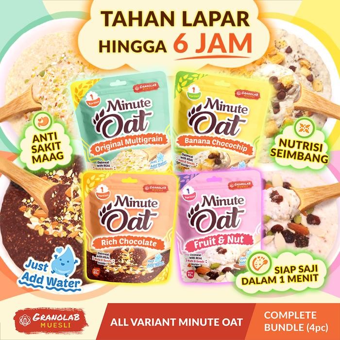 

PROMO! Instant Oatmeal MINUTE OAT Granolab Muesli complete variant isi 4pcs x 65gr - MixAllVar_4pc