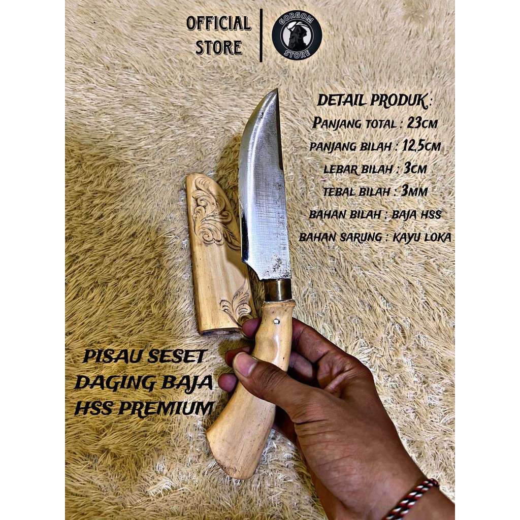 GJ Pisau dapur seset daging bahan baja hss bisa buat daging sapi ayam kerbau kambing asli cibatu