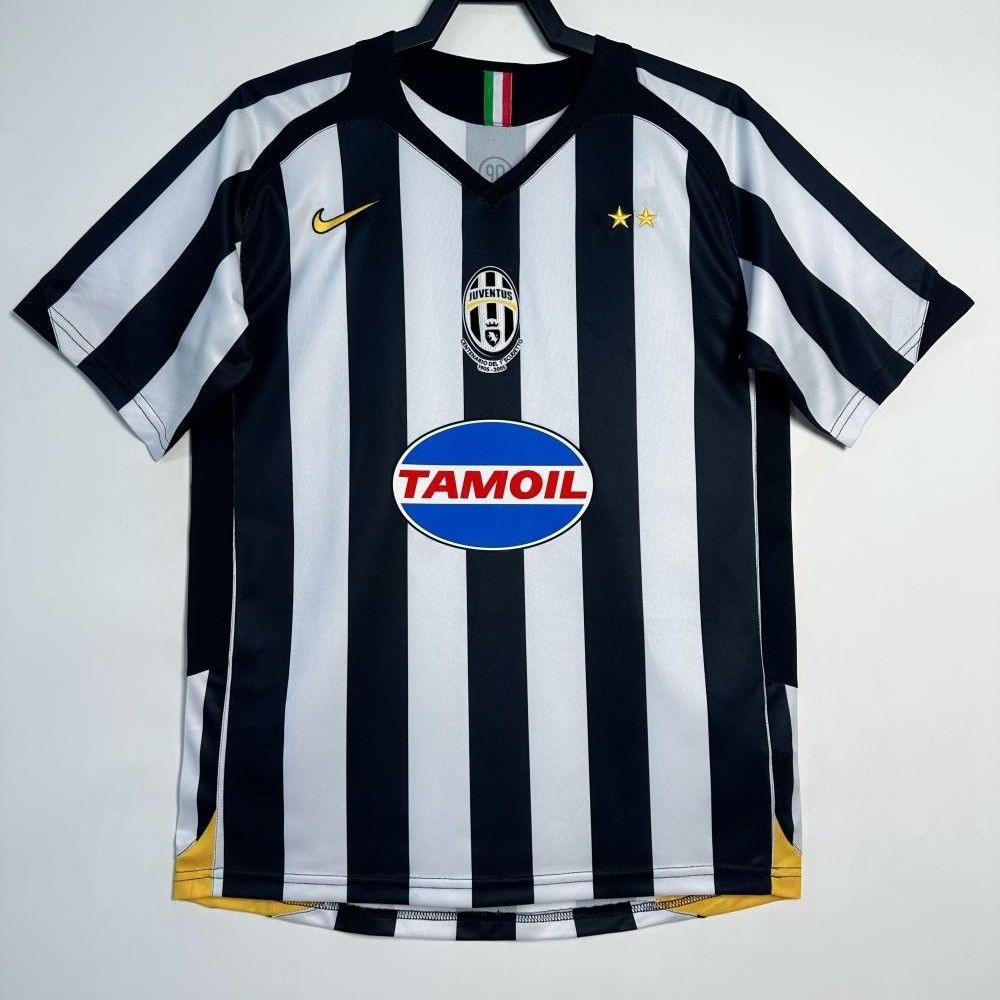2005-06 Juventus Home Hitam dan Putih 06 Jersey Sepak Bola Rilis Baru T shirt pria