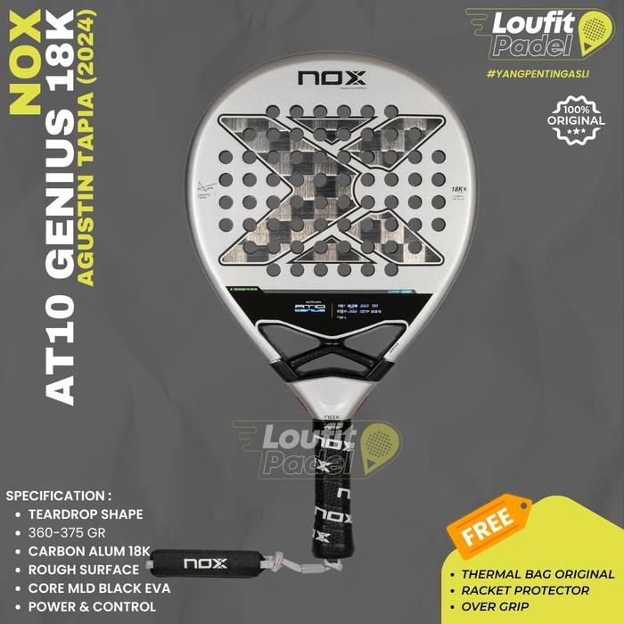 NOX RACKET PADEL / RAKET PADEL NOX AT10 GENIUS 18K AGUSTIN TAPIA ORIGINAL 2024 / CARBON 18K