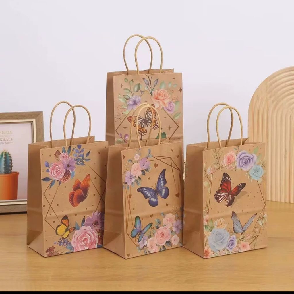 

BUTTERFLY GIFT PAPERBAG KRAFT TAS KADO SNACK CANDY KUPU-KUPU BIRTHDAY BAG