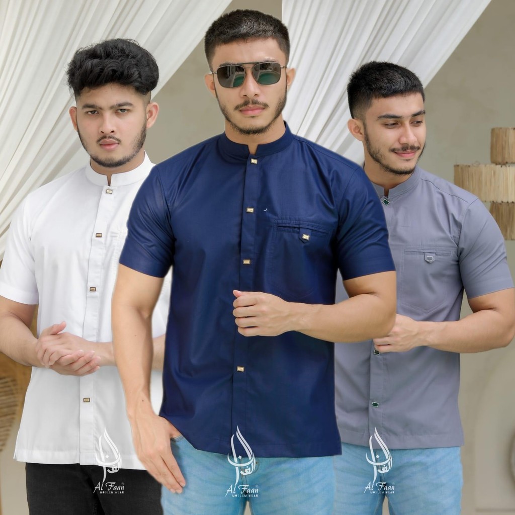 Tokay pendek Baju Koko Al-faan koko Lengan pendek kemko pria atasan muslim pria kemeja Alzan Kain Ka