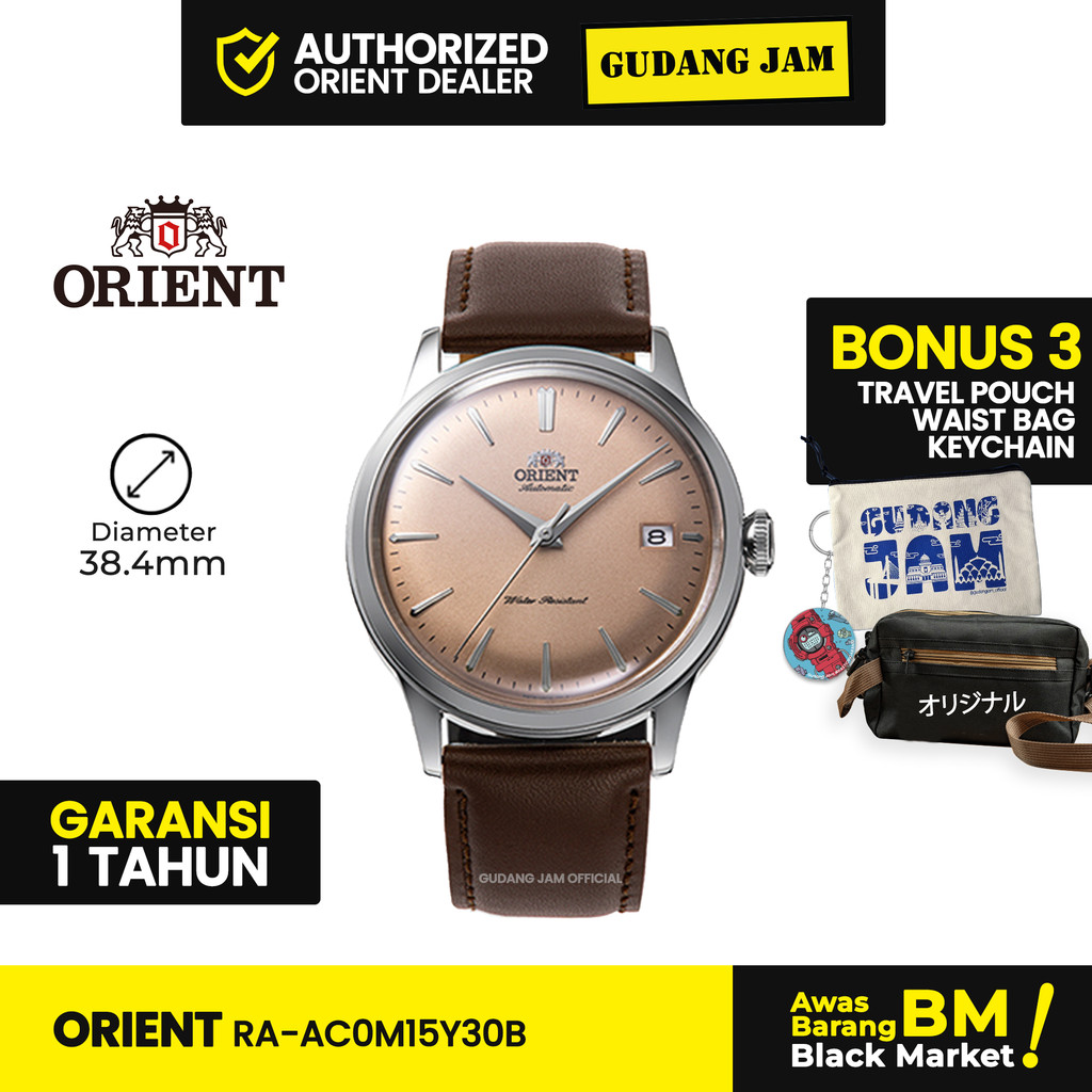 Jam Tangan Pria Orient RA-AC0M15Y30B Bambino Brown Leather Kulit Automatic
