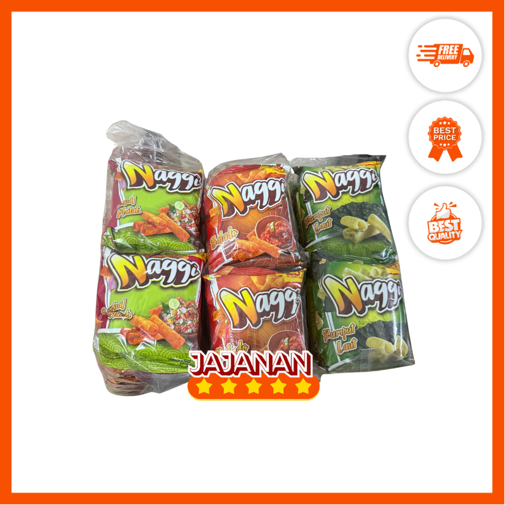 

Naggi Wafer Roll Rasa Rumput Laut/Balado/Sambal Matah 10 pcs x 20+5gr | Jajanan Snack Grosir Termurah