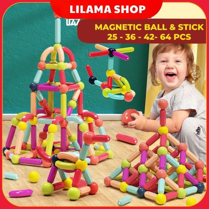 READY INTELLIGENT MAGNETIC STICK Magnetic Stick Merakit Mainan-mainanetik - 25 PCS