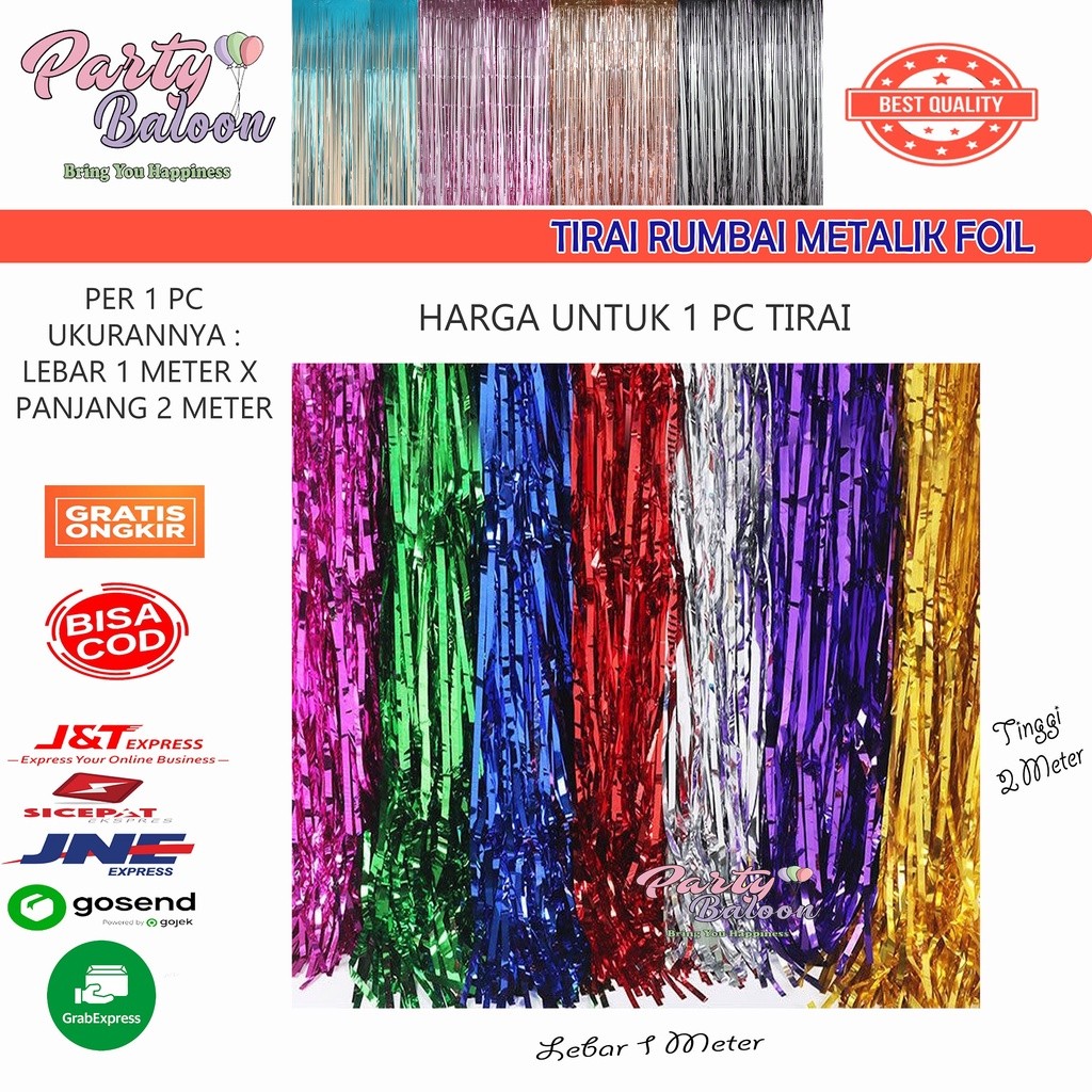 Tirai Rumbai Metalik Ulang Tahun  Rumbai Ulang Tahun