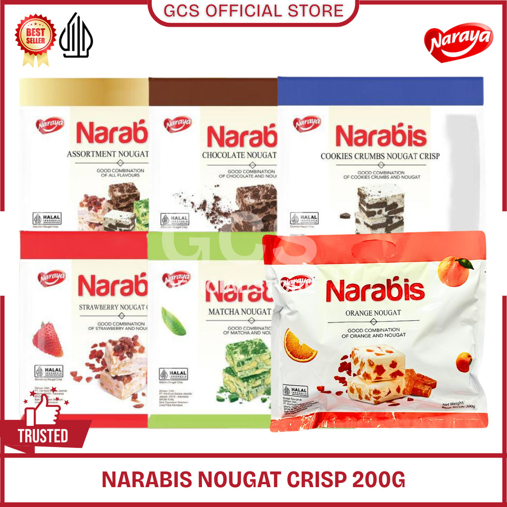 

Naraya NARABIS Nougat Chocolate Strawberry Matcha Cookies Cream Assortment Nougat Crisp 200g