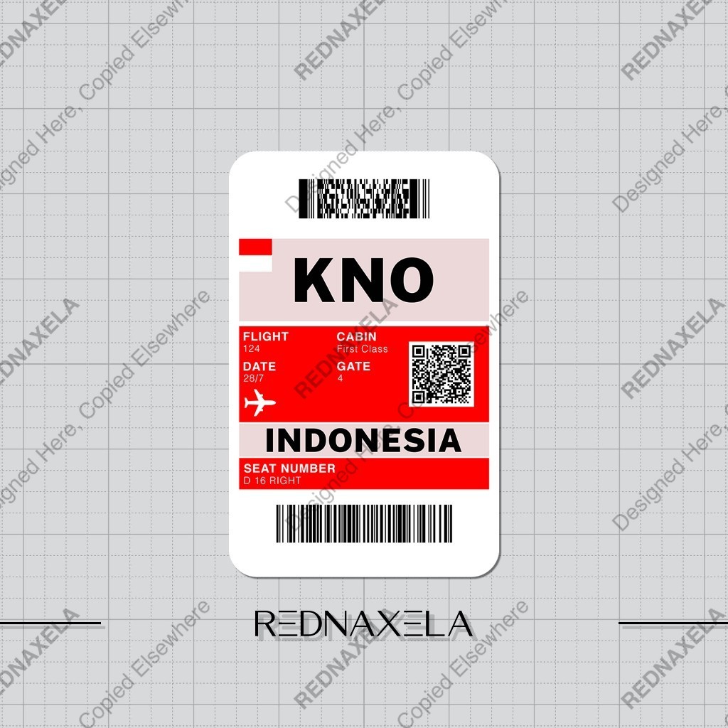 

Stiker Vinyl Boarding Pass KNO Medan Indonesia Stiker Koper Outdoor Waterproof Sticker