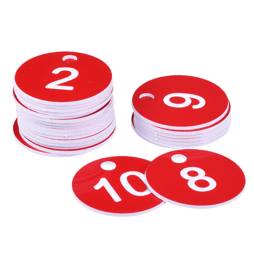 

25Pcs Round 1-25 Number Tags Key Ring Tag Locker Label Acrylic Engraved ID Tag for Clothing Live Sale Decoration Number Signs
