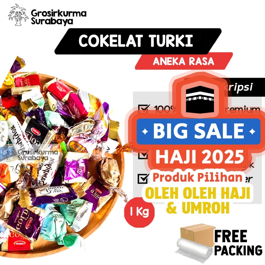 

COKELAT TURKI ARAB 1KG Produk Fresh Baru Khas Timur Tengah Untuk Oleh oleh Haji Umroh Gift Hampers