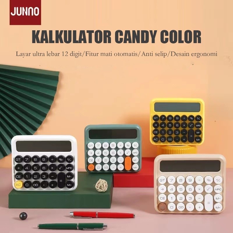 

TERLARIS Kalkulator Warna Permen 12 Digits Layar Led Besar JUNNO Candy Color Calculator