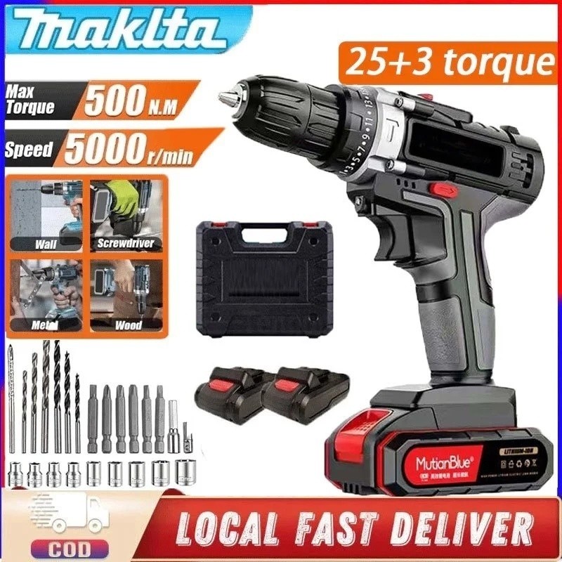 Mesin Bor Baterai Tangan Dengan 298V/ 500N.M Cordless Cas Tangan Dengan Drill Battery Impact Drill/A