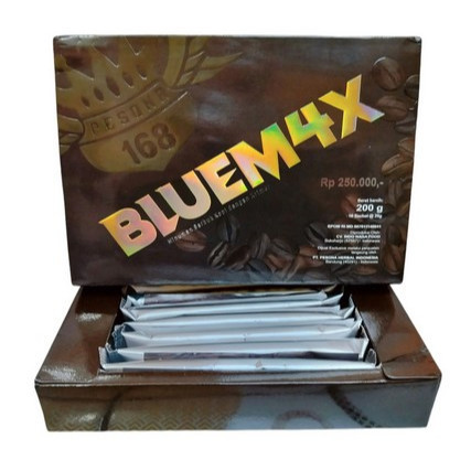 

kopi BLUEMAX kopi herbal kesehatan khusus pria harga 1 box isi 10 sachet