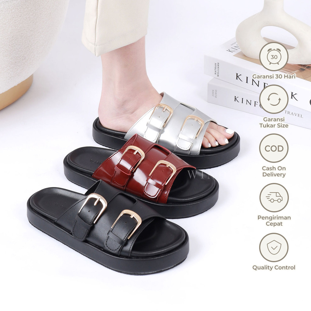ZABRIN.ID  WINOD Kenzo Sandal Platform Slop Hangout Model Simple Wanita Daily